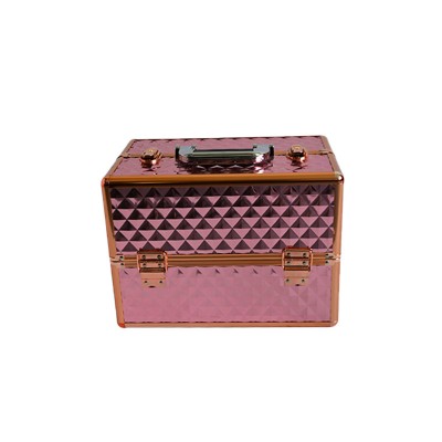 Finely processed pink makeup custom travel aluminum carry cosmetic case